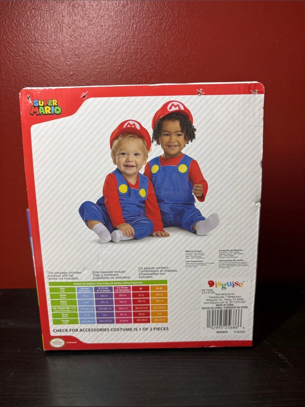 Disguise x Nintendo Super Mario Infant Red and Blue Jumpsuit with Hat